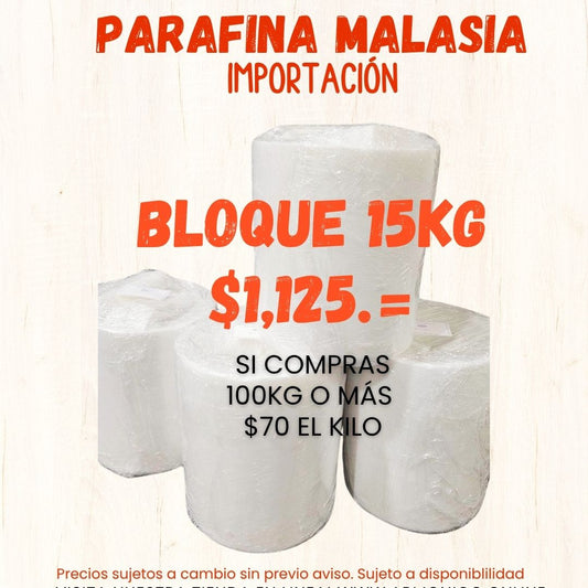 Parafina Malasia Bloque 15kg
